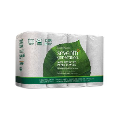 Seventh Generation 100% Recycled Paper Towel Rolls 2 Ply 156 Sheets (8 Rolls) 13739