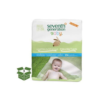 Seventh Generation Free and Clear Unscented White Refill Baby 256 Wipes (3 Pack) SEV34219