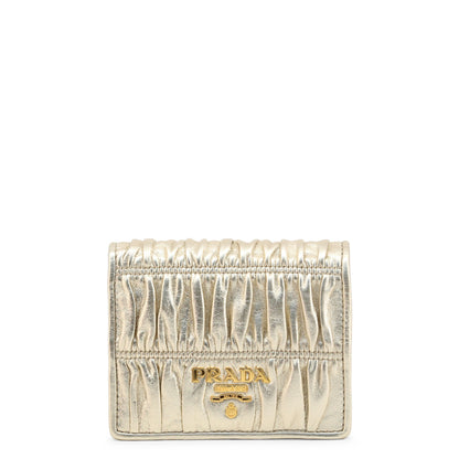Prada Gaufre Gold Yellow Leather Women's Wallet 1MV204-2B25