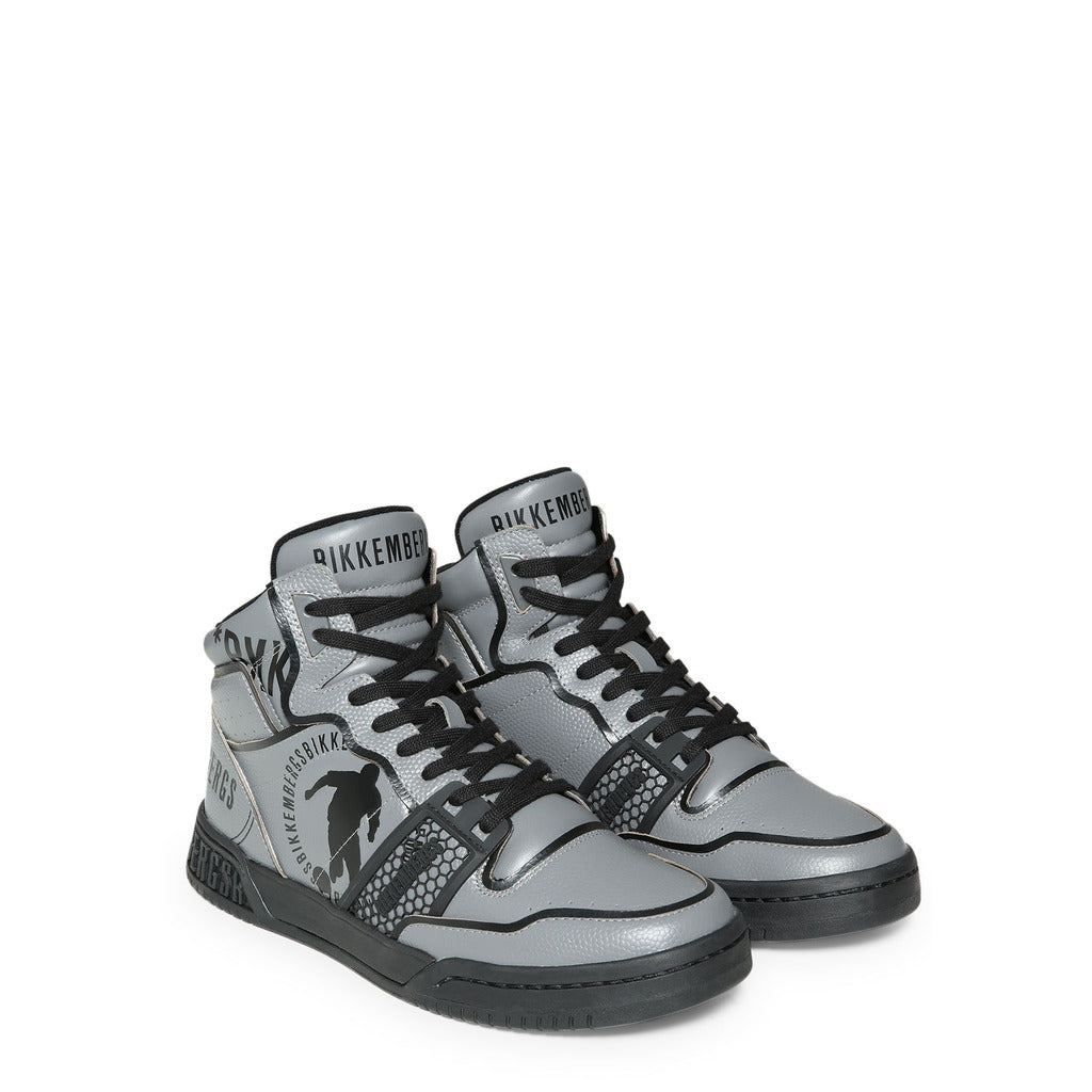Bikkembergs Scoby High Top Leather Steel Grey/Black Basketball Men's Shoes 202BKM0103030
