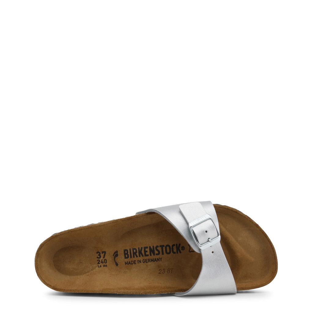 Birkenstock Madrid Birko-Flor Silver Women's Single Strap Narrow Sandals 0040413