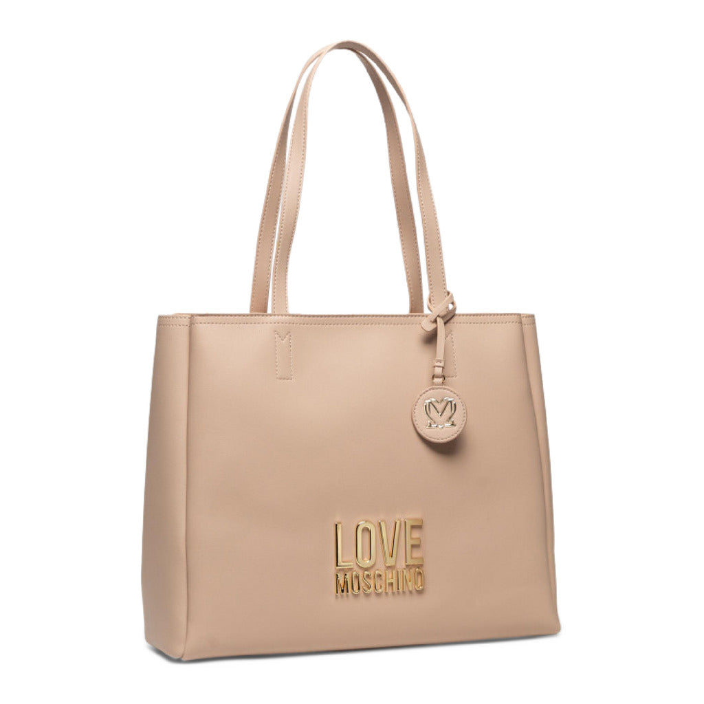 Love Moschino Gold Metal Logo Brown Women's Shopper Bag JC4100PP1ELJ010B