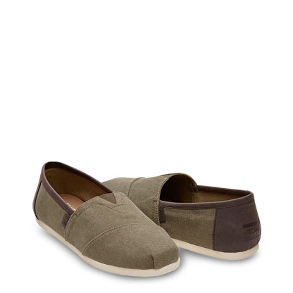 TOMS Trim Alpargata Washed Canvas Olive Men's Espadrille Slip-Ons 10009900