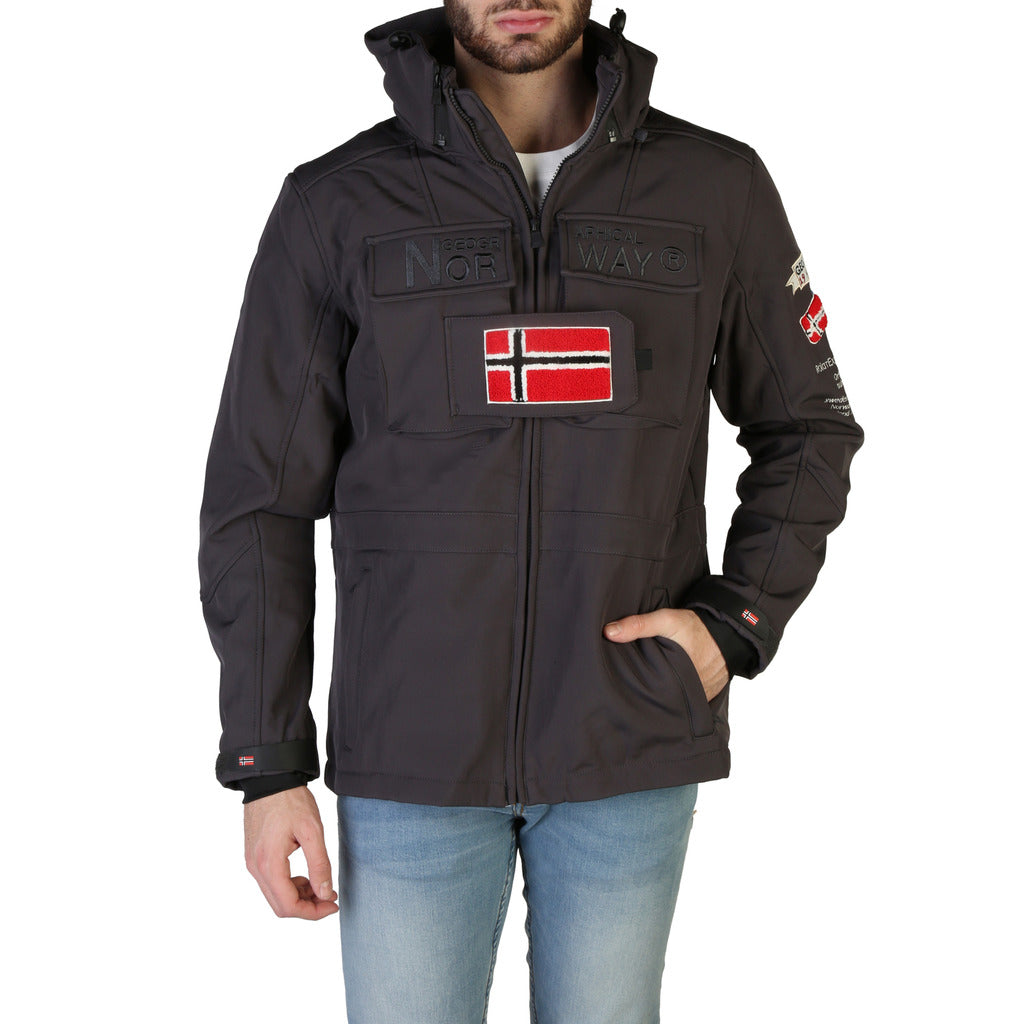 Geographical Norway Target Zip Hooded Dark Grey Men's Jacket