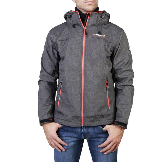 Geographical Norway Twixer Softshell Dark Grey/Orange Hooded Men's Jacket