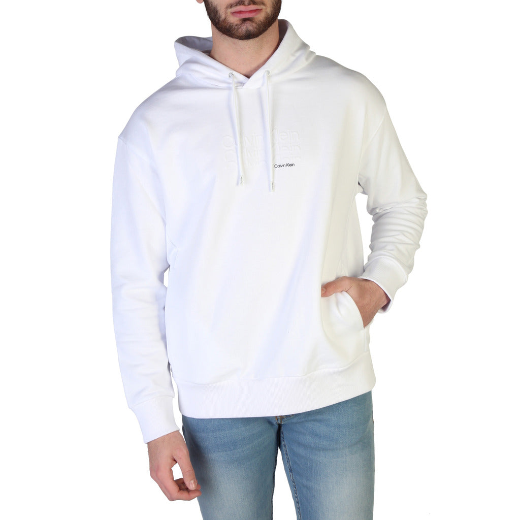 Calvin Klein Relaxed Logo Hoodie Bright White Men's Sweatshirt K10K108929YAF