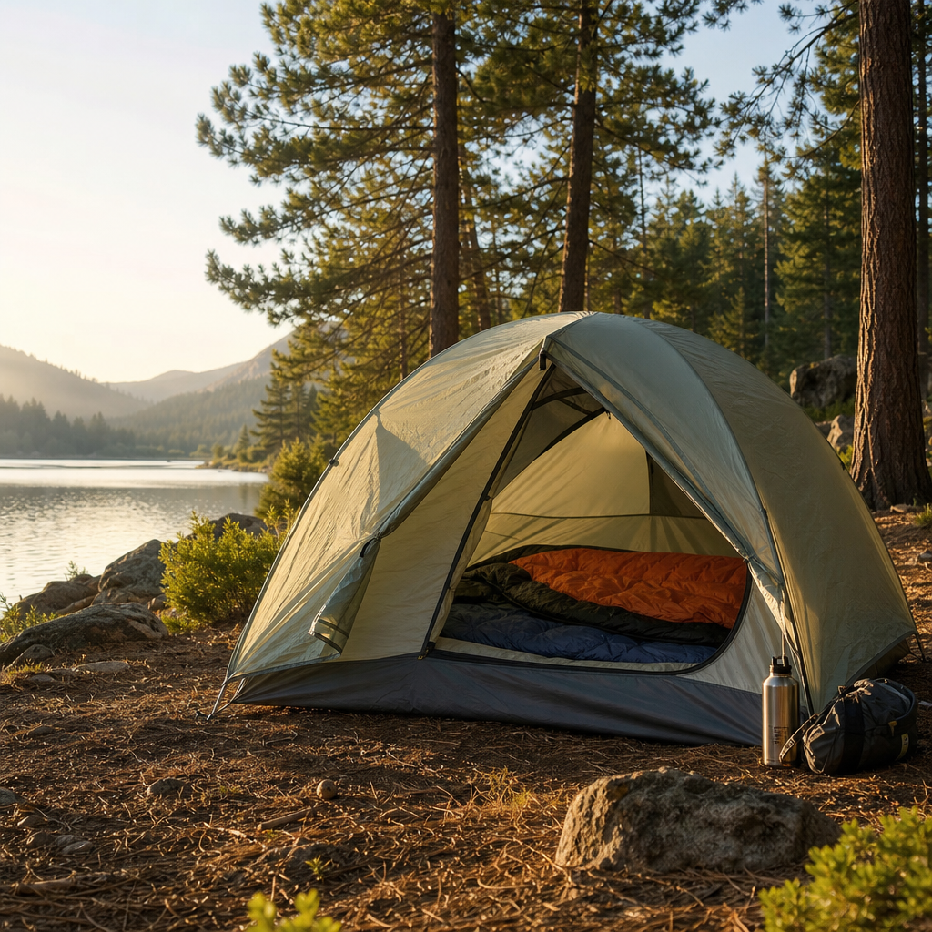Editorial illustration of camping tent