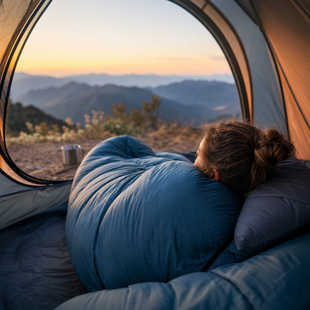 Editorial illustration of sleeping bag