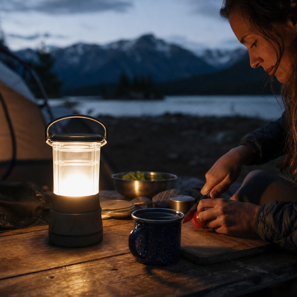 Editorial illustration of camp lantern