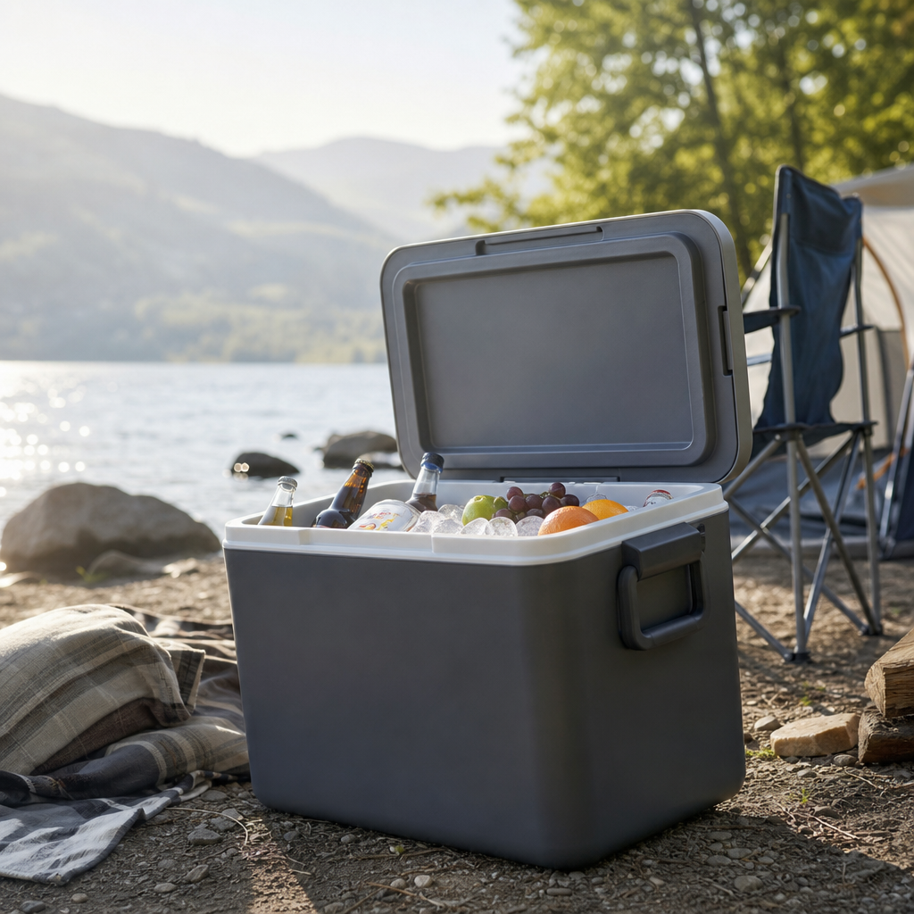 Editorial illustration of camping cooler