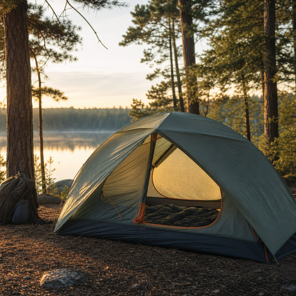 Editorial illustration of camping tent