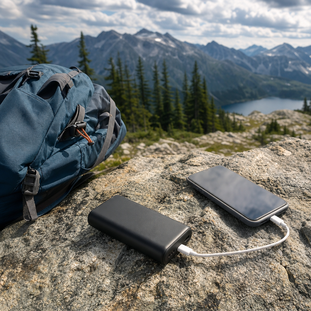 Editorial illustration of portable phone charger