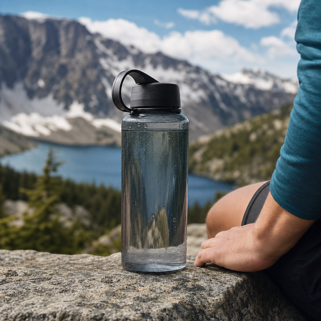 Editorial illustration of reusable water bottle