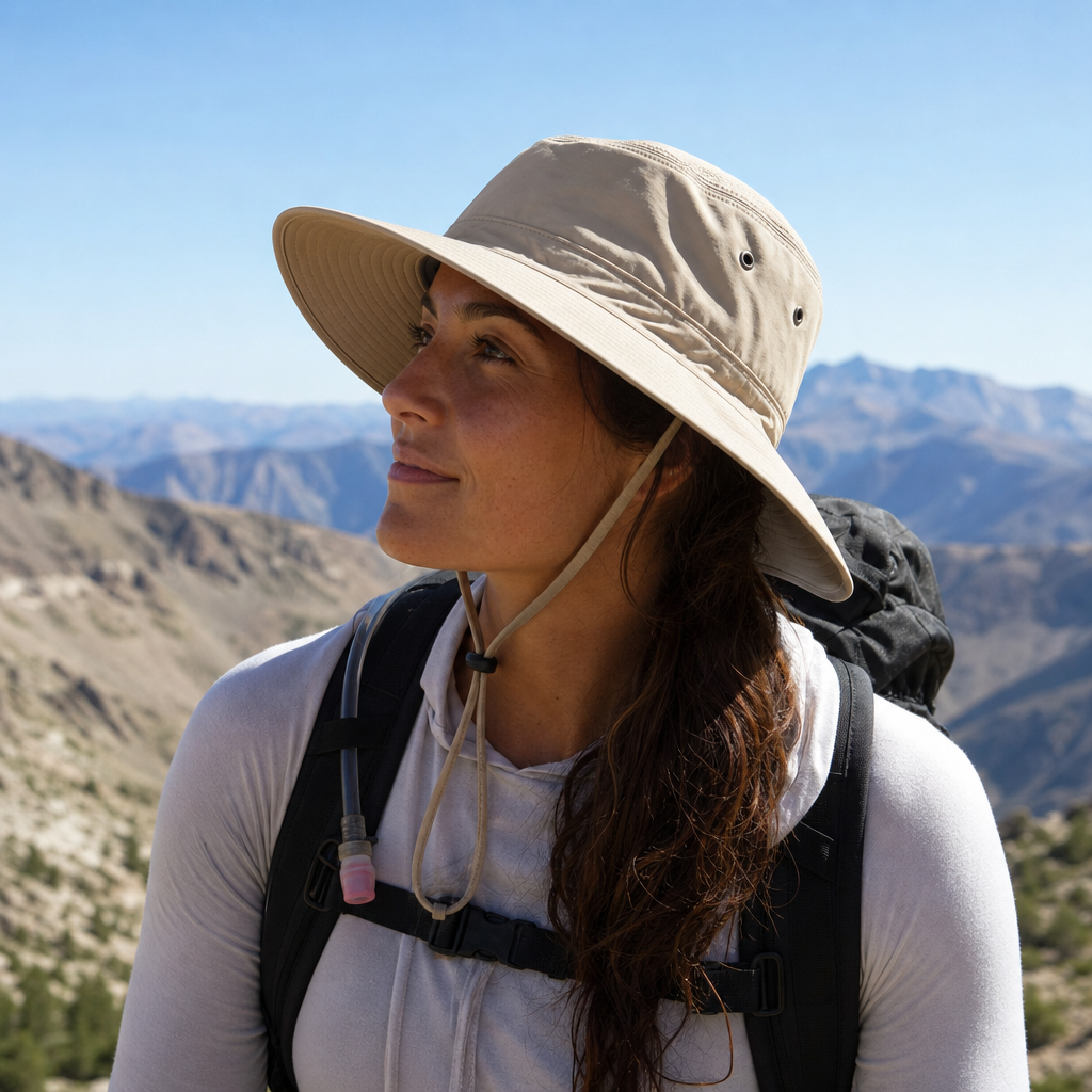 Editorial illustration of sun protection hat