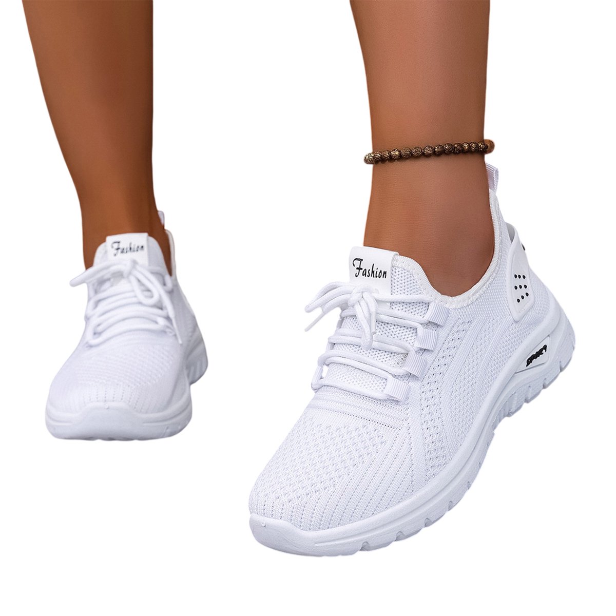 2026 Running Shoes For Women Breathable Mesh Knit Athletic Shoes Lightweight Lace Up Cushioned Walking Sneakers for Ladies Outdoor Wear 7.5