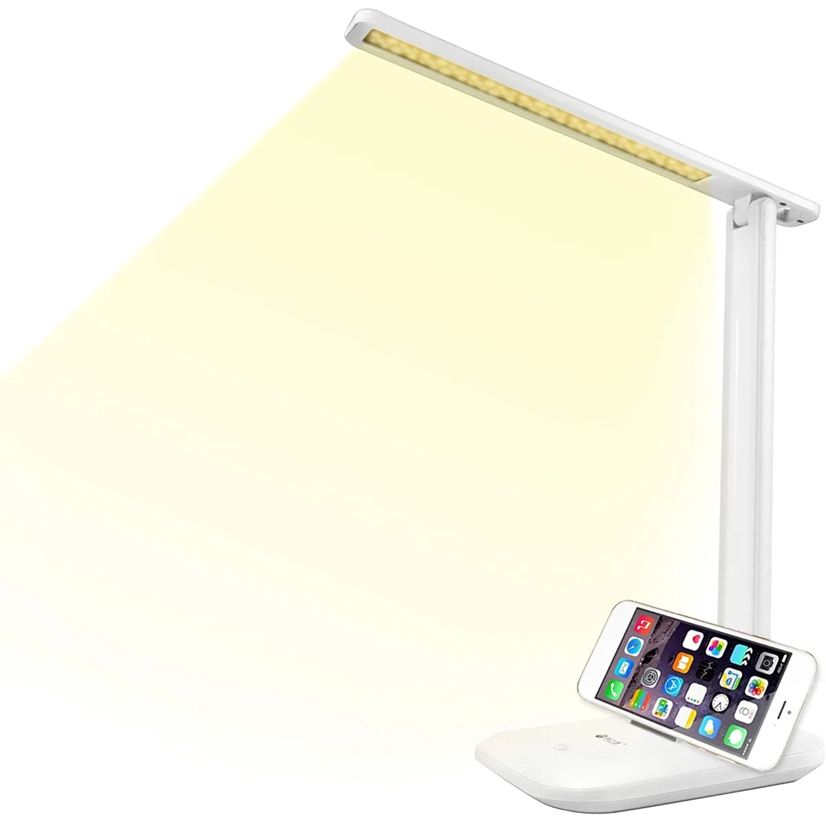 Wewdigi LED Desk Lamp with Adjustable Brightness Level for Eye Protection, Touch Controls, USB Charging, White