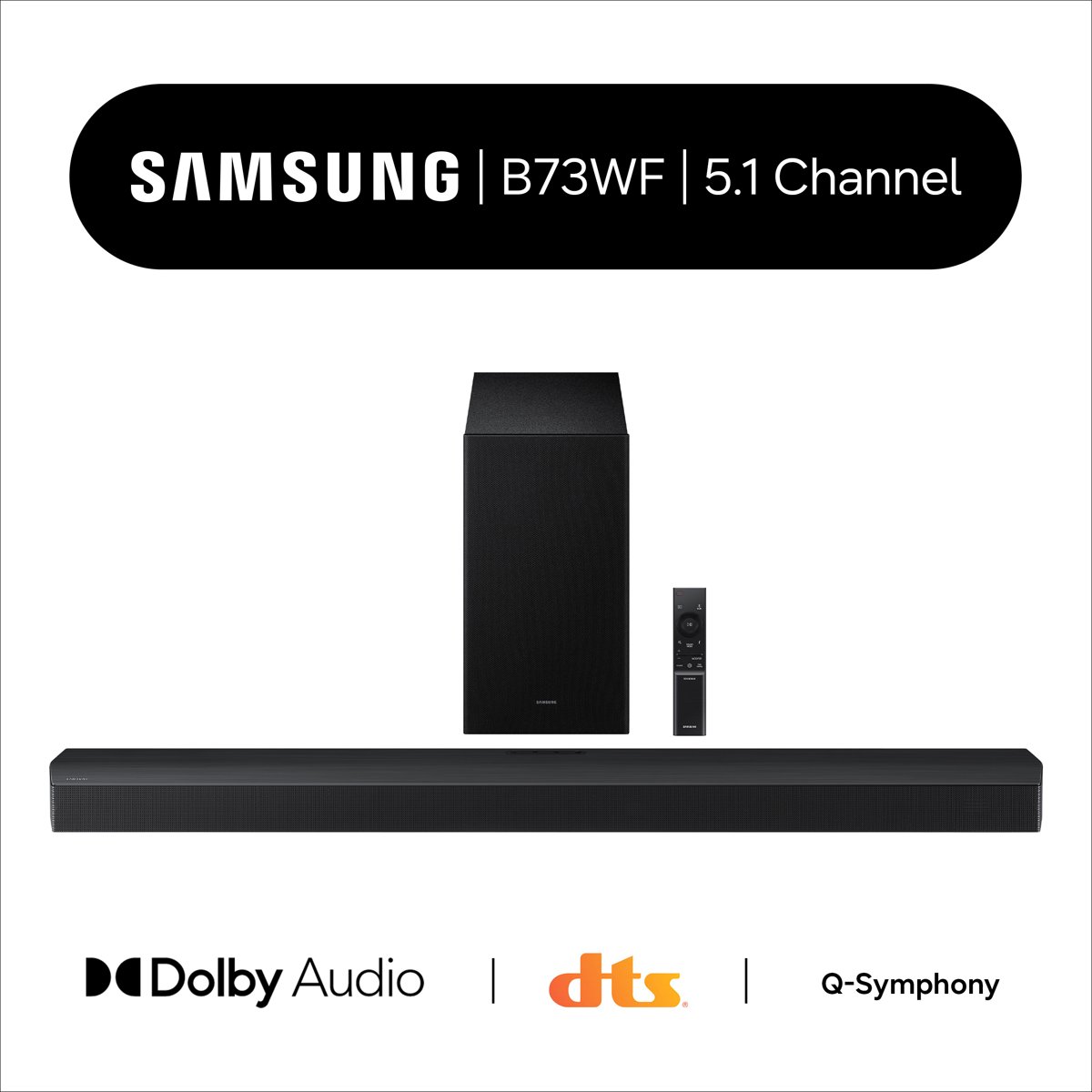 Samsung B-Series 5.1 Ch DTS Virtual:X Soundbar with Subwoofer HW B73WF/ZA 2026
