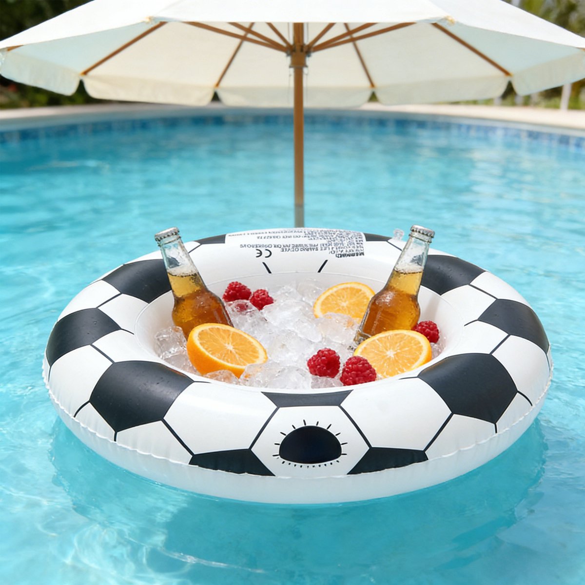 hulanddfd Inflatable Cooler Soccer Floating Ice Bucket, Foods Beverage Holders And Spheres-Shaped Floating Ice Bar for Summer Beach Pool Party Decor Soccer Sporting Events Party Supplies