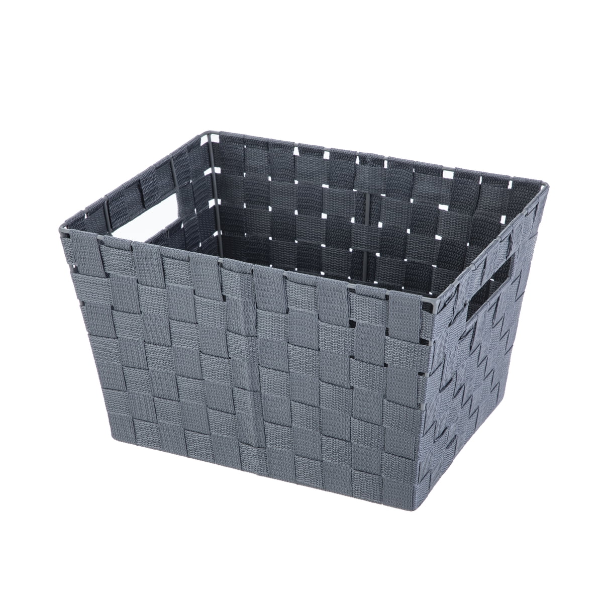 Mainstays Large Gray Woven Decorative Storage Basket, 16.14 in L x 13.39 in W x 9.65 in H
