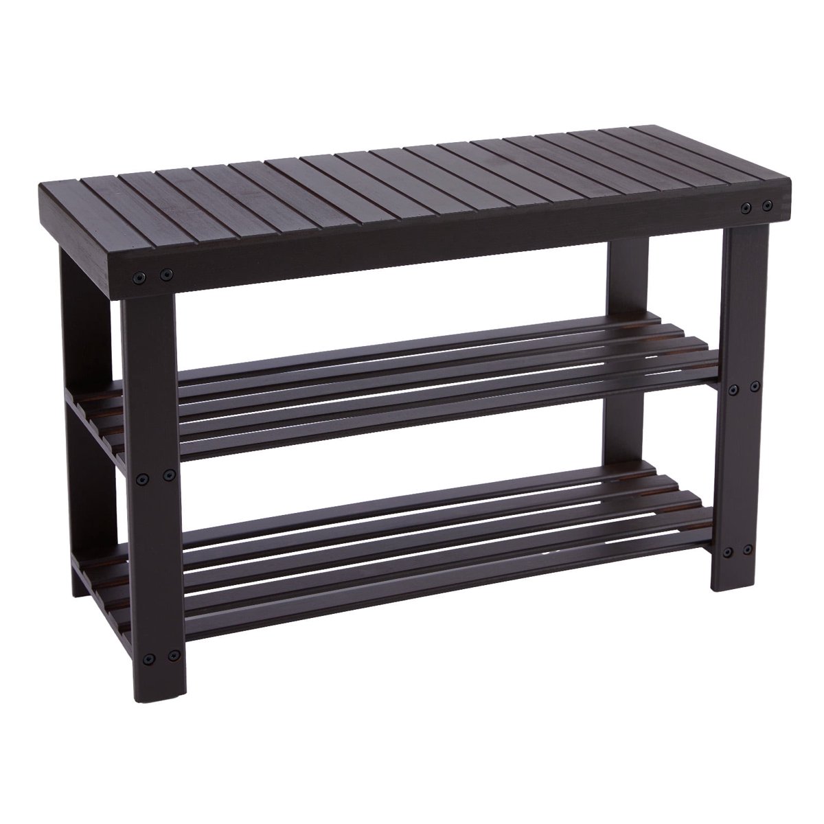 EDX 3-Tier Bamboo Shoe Rack Bench, 11.3 x 27.6 x 17.8 Inches Compact Storage Organizer with 286lb Capacity for Entryway, Bedroom and Living Room, Brown