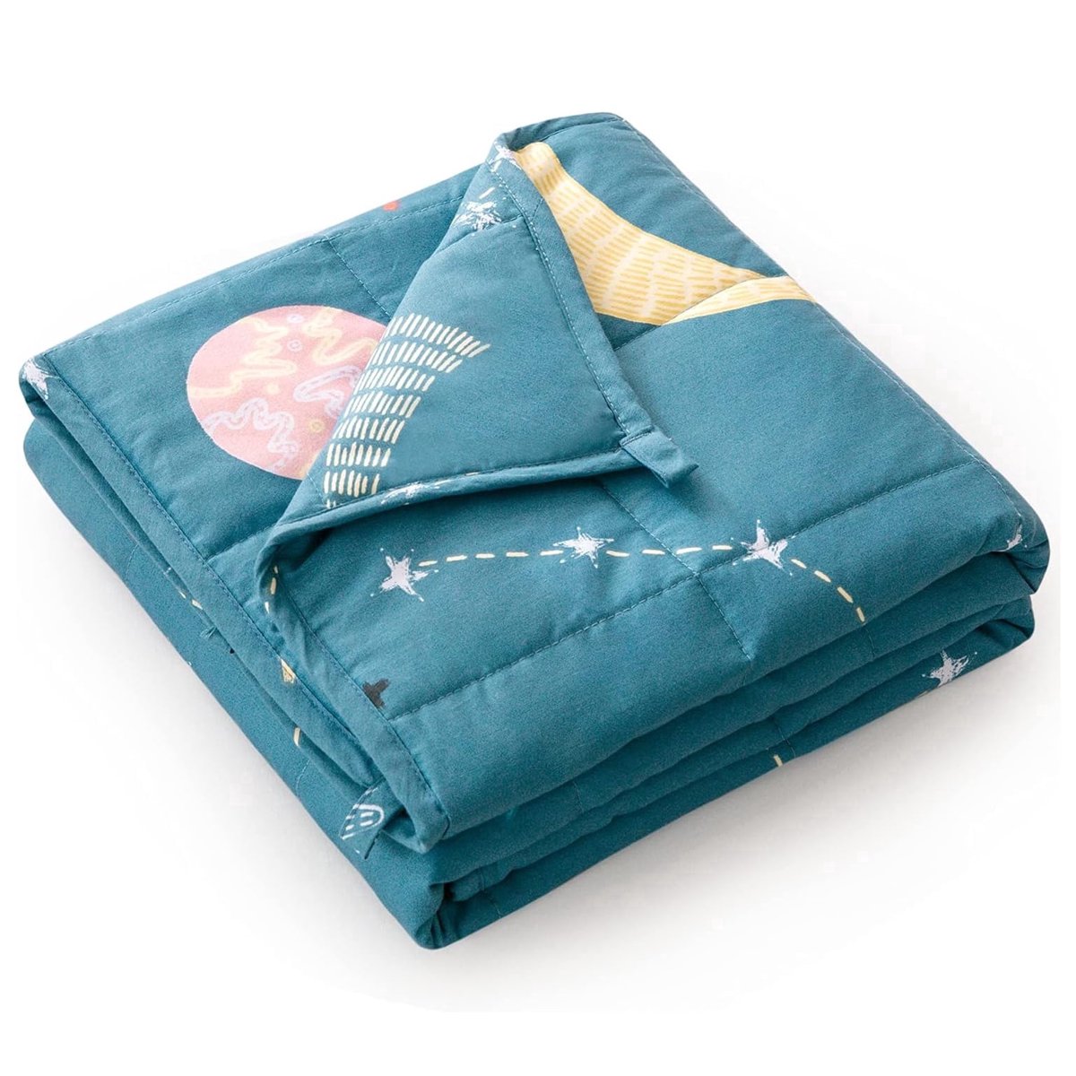 Sivio 100% Cotton Weighted Blanket for Kids 3 lbs 36" x 48", Soft Breathable Heavy Throw for Bed Sofa, Calming Sleep, Machine Washable, Blue Starry Sky