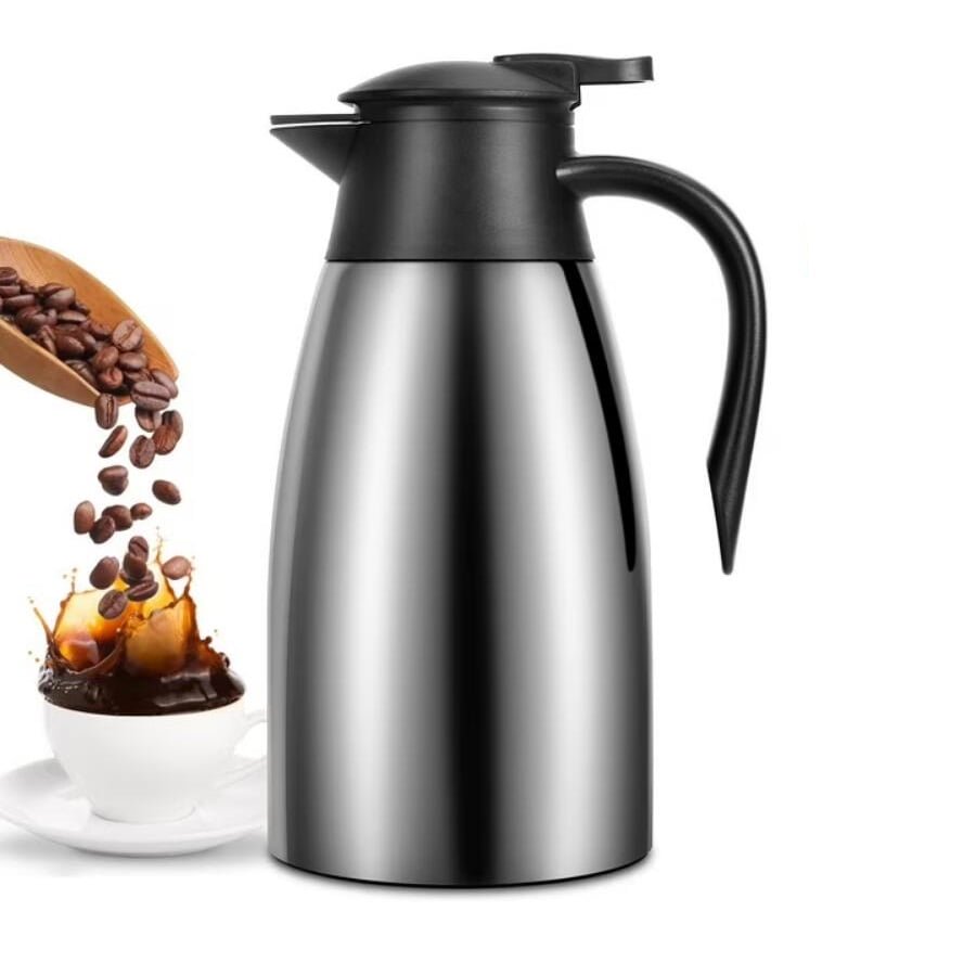 SSAWcasa Thermal Coffee Carafe 51oz Stainless Steel Insulated Vacuum Pitcher Coffee Pot Thermal Flask for Coffee Tea Beverage - 12 Hours Heat Retention (Silver)