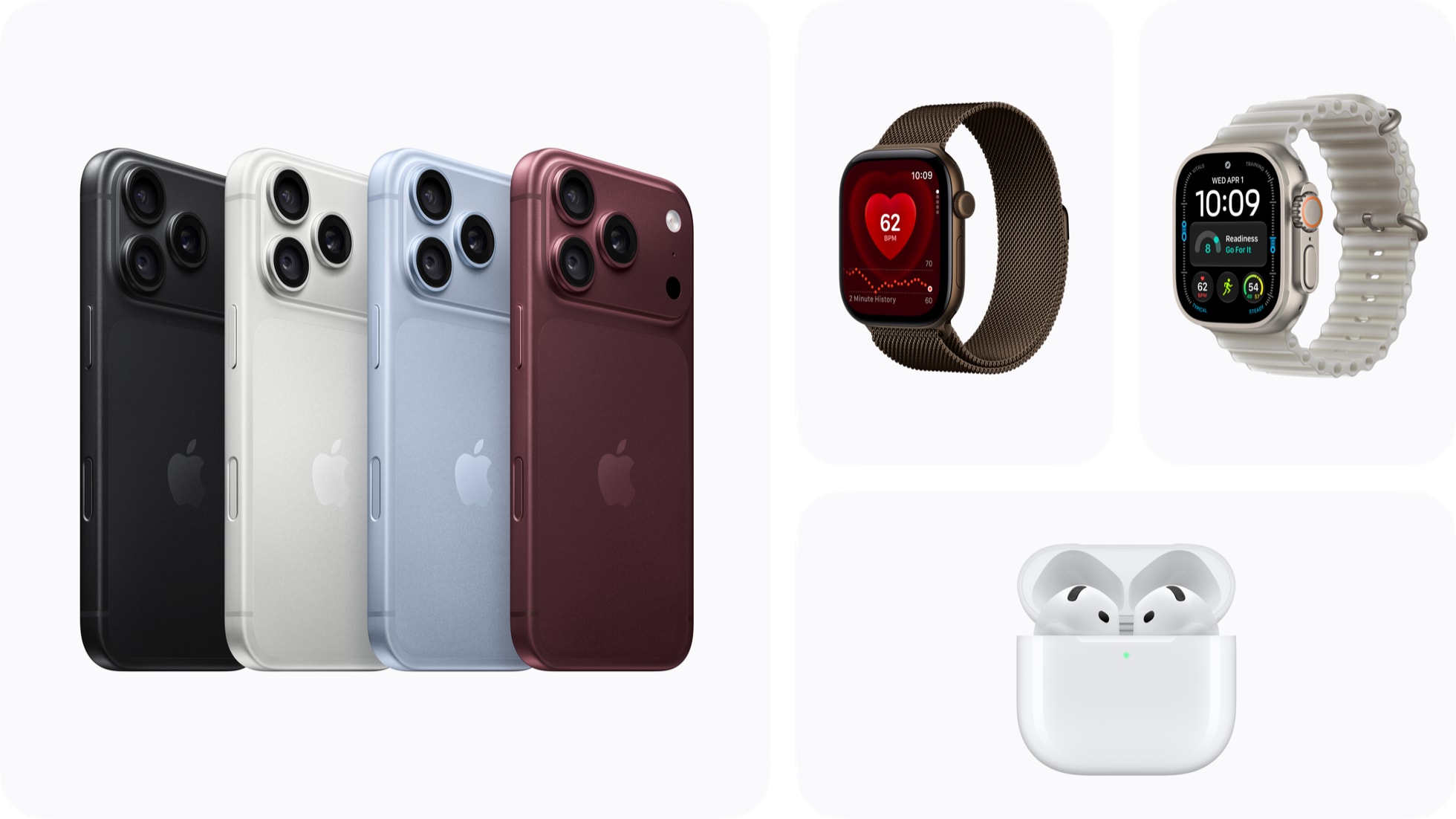 iPhone 18 Pro in four finishes alongside the latest Apple Watch and AirPods lineup