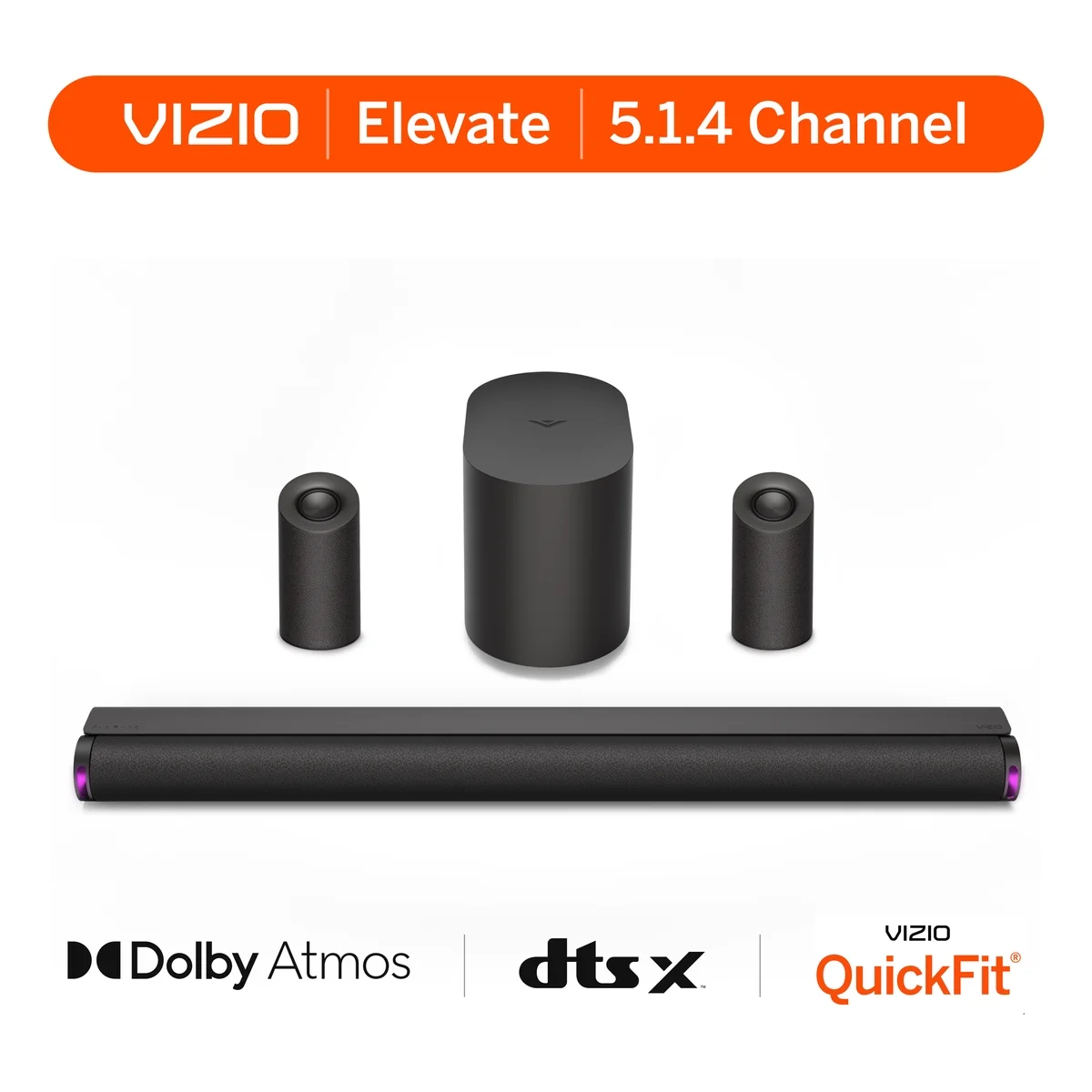 VIZIO Elevate 5.1.4 Soundbar w/ Dolby Atmos, Wireless Surround Speakers & Subwoofer, QuickFit Compatible (SL514MW-1006)