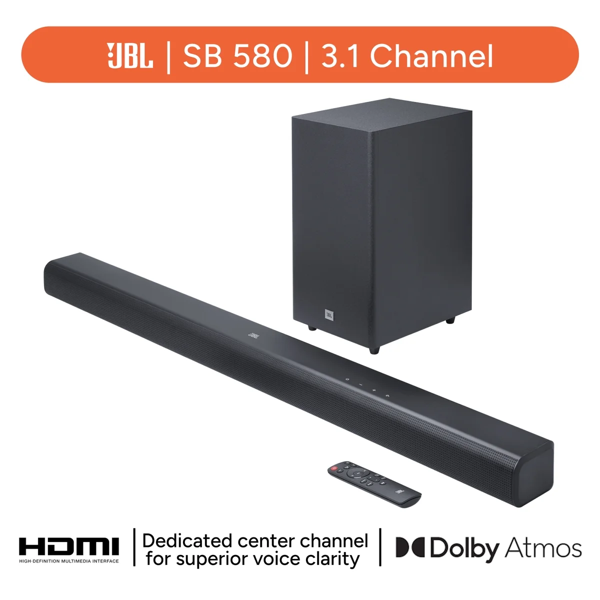 JBL CINEMA SB580 3.1 Channel Soundbar with Virtual Dolby Atmos and Wireless Subwoofer
