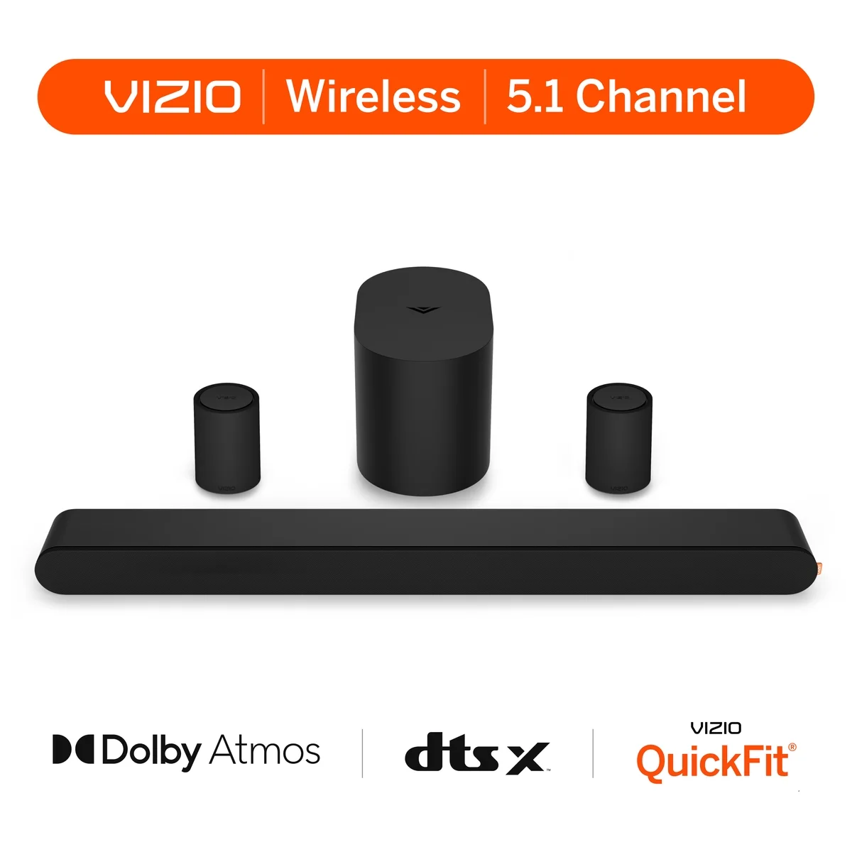 VIZIO 5.1 Soundbar System with Dolby Atmos, Corded Electric, 1 Each, Wireless Technology, Black SV510XW-0906