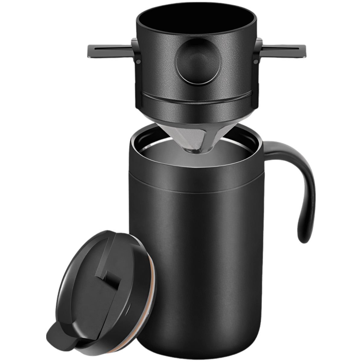 Portable Pour Over Coffee Maker Set, 304 Stainless Steel Insulated Travel Mug with Reusable Dripper Spoon, Easy to Clean, Keeps Hot Cold Beverages, Mug for Camping Coffee Maker Office Home Use