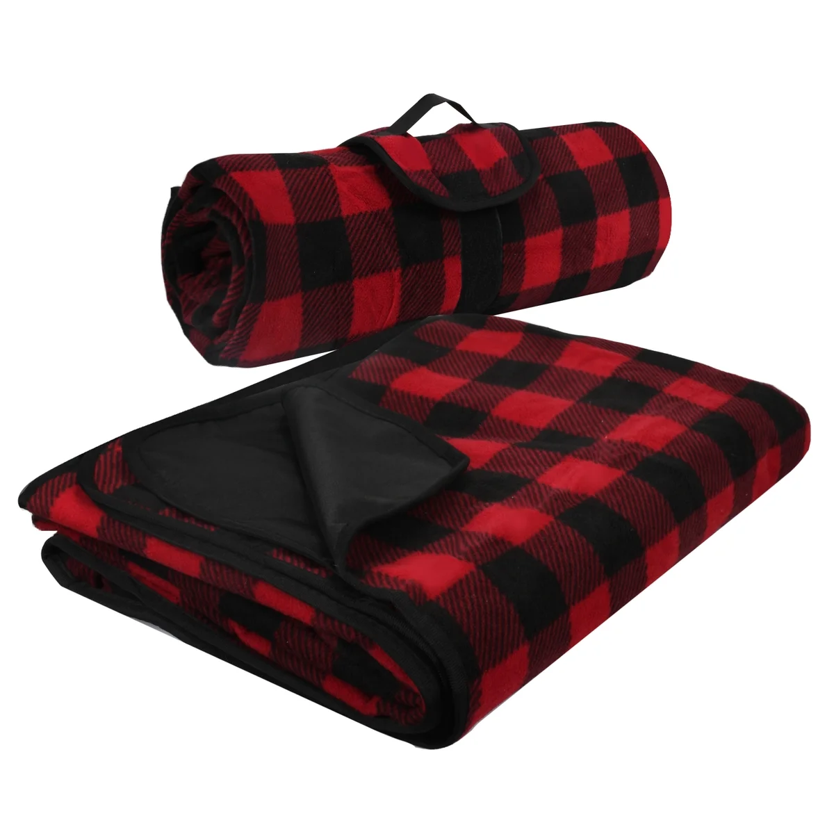 Tirrinia Lightweight Fleece Windproof Throw Outdoor Waterproof Blanket, Red-Black Plaid, All Ages