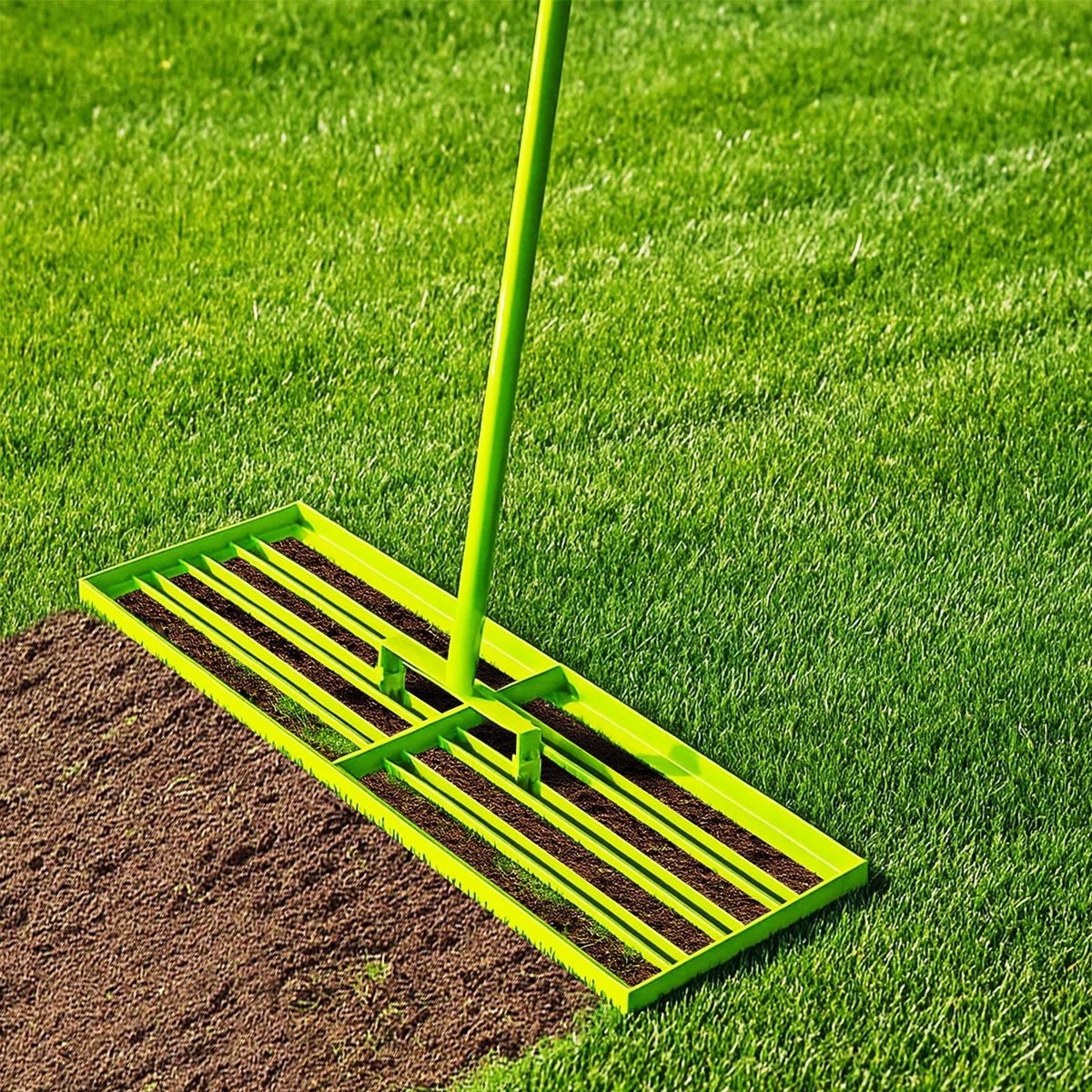 Steelite Lawn Leveling Rake, 30"x10" Heavy Duty Lawn Level Tool with 72 Inch Adjustable Handle ,Lawn Leveler for Soil Grass Golf Field, Professional Lawn Care Tool