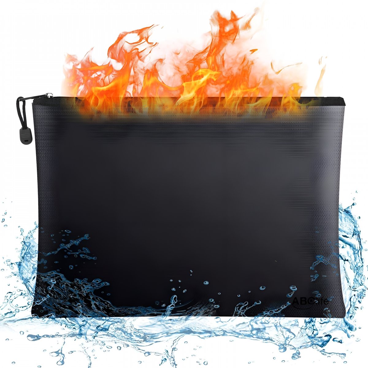 GJX Fireproof Waterproof Money Document Bag - Zipper Bags,Fire & Water Resistant Storage Organizer Pouch for A4 A5 Documents Holder,File,Cash,Jewelry,Passport,Tablet,Laptop (S)