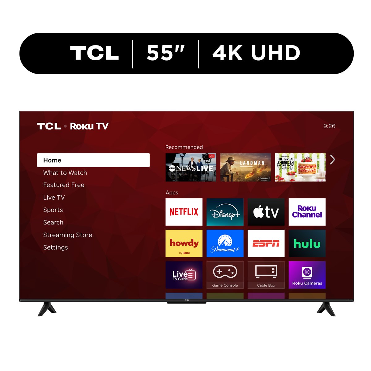 TCL 55 Class S55LR Series 4K HDR LED Smart Roku TV (New 2026) - High Brightness LED Backlight, Wide Color Gamut, Motion Rate 240, Auto Game Mode - 55S55LR