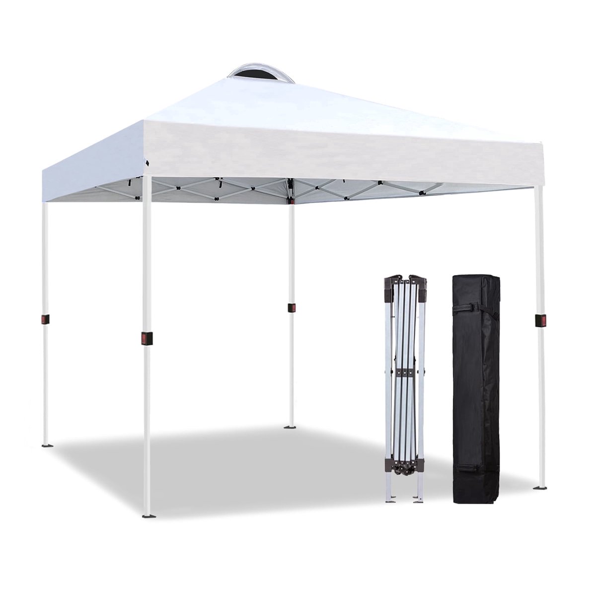 FREESKY 10x10 ft Pop Up Canopy Tent Straight Leg Instant Outdoor Shelter with Carry Bag, Water Resistant Sun Shade for Backyard, Party, Camping, Beach, Event - White