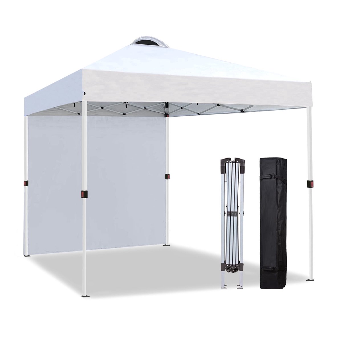 FREESKY 10x10 ft Pop Up Canopy with 1 Removable Sidewall, Straight Leg Instant Tent Sun Shelter for Privacy & Wind Protection, Outdoor Event Gazebo with Carry Bag & Stakes, White
