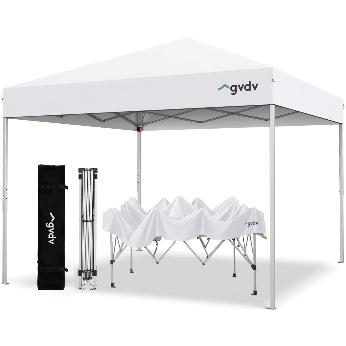 GVDV 10 ft x 10 ft Easy Pop up Outdoor Canopy Tent, Straight Legs Instant Canopy for Outside with Carrying Bag, White